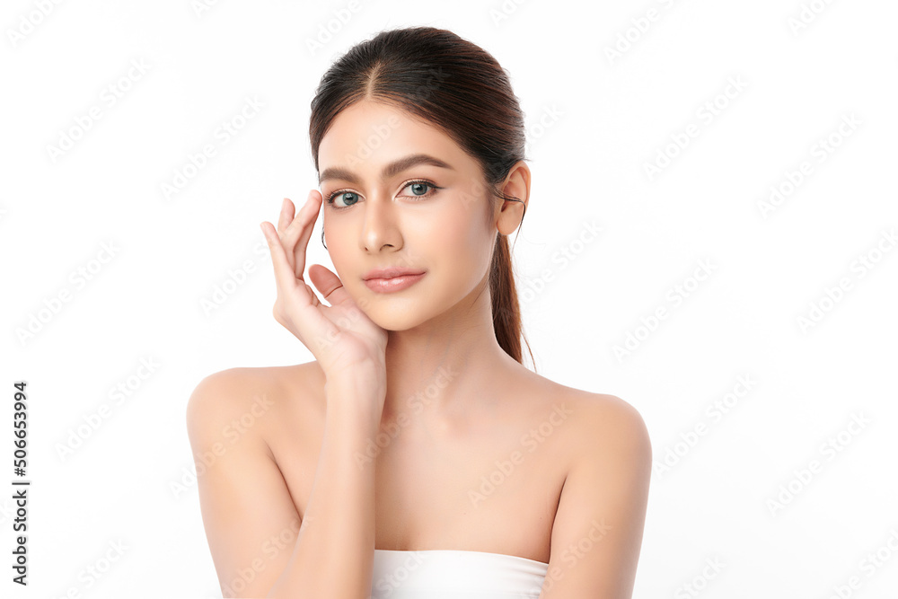 Beautiful young asian woman with clean fresh skin on white background, Face care, Facial treatment, Cosmetology, beauty and spa, Asian women portrait. Beautiful young asian woman with clean fresh skin on white background, Face care, Facial treatment, Cosmetology, beauty and spa, Asian women portrait.