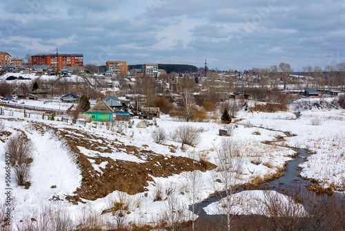 View of the Pocha River on the outskirts of the urban-type settlement of Yashkino