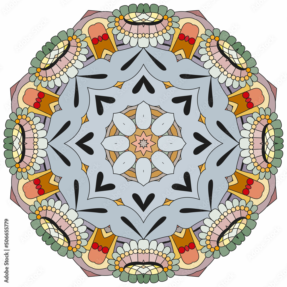 Obraz premium Colorful cute Mandala. Decorative unusual round ornaments.