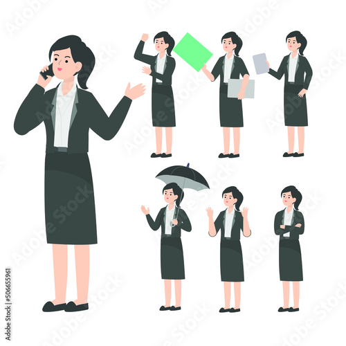 Secretary character design presenting cartoon