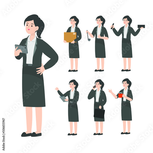 Secretary character design presenting cartoon