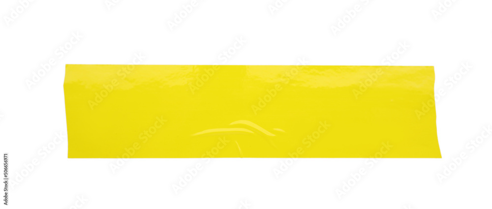 Piece of yellow adhesive tape isolated on white, top view Piece of yellow adhesive tape isolated on white, top view