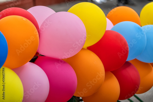 Colorful balloons on a cheerful festive background