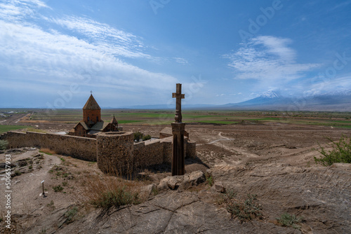The ancient Armenian monastery Khor Virap near Mount Ararat.