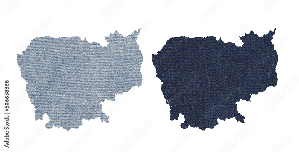 Political divisions. Patriotic sublimation denim textured backgrounds set on white. Cambodia