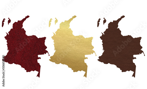 Political divisions. Patriotic sublimation leather textured backgrounds set on white. Colombia