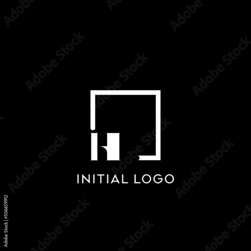 Letter HI simple square logo design ideas