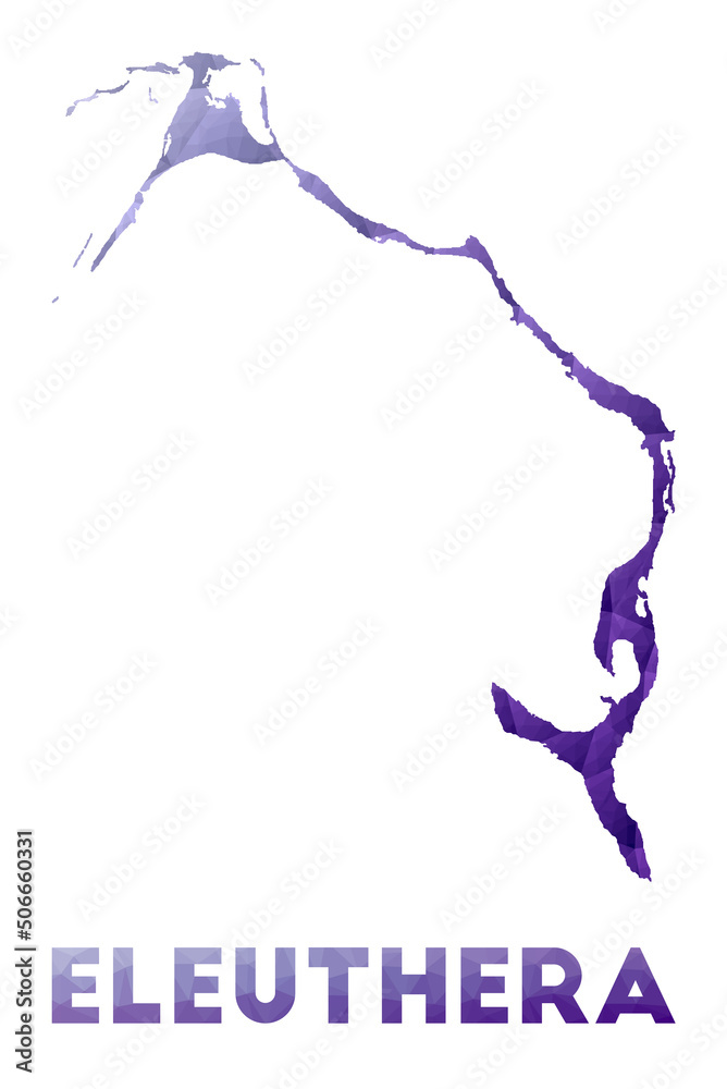 Obraz premium Low poly illustration of Eleuthera island. Purple geometric design. Polygonal vector illustration.