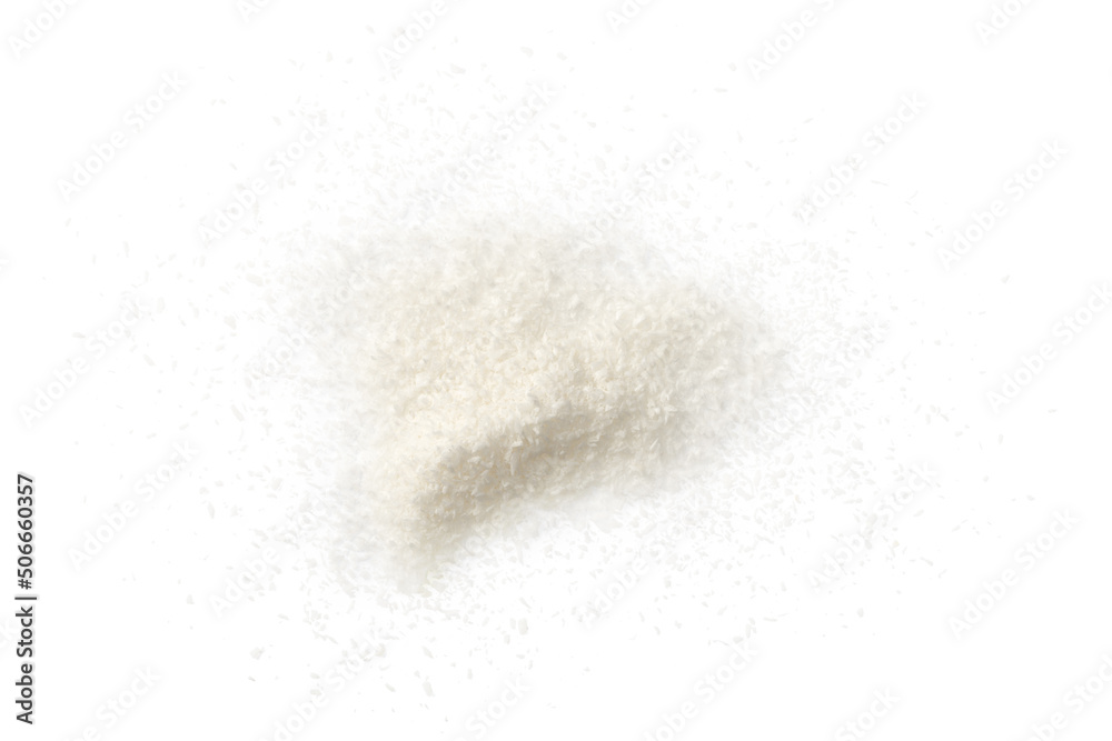 Shredded Coconut stuffing isolated on white background, top view. Shredded Coconut stuffing isolated on white background, top view.