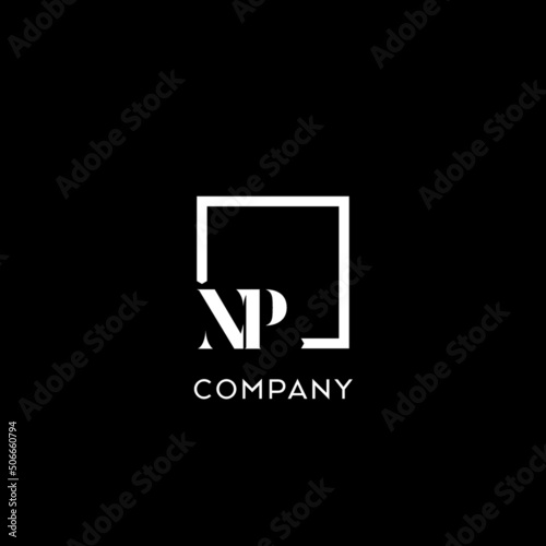 Letter NP simple square logo design ideas