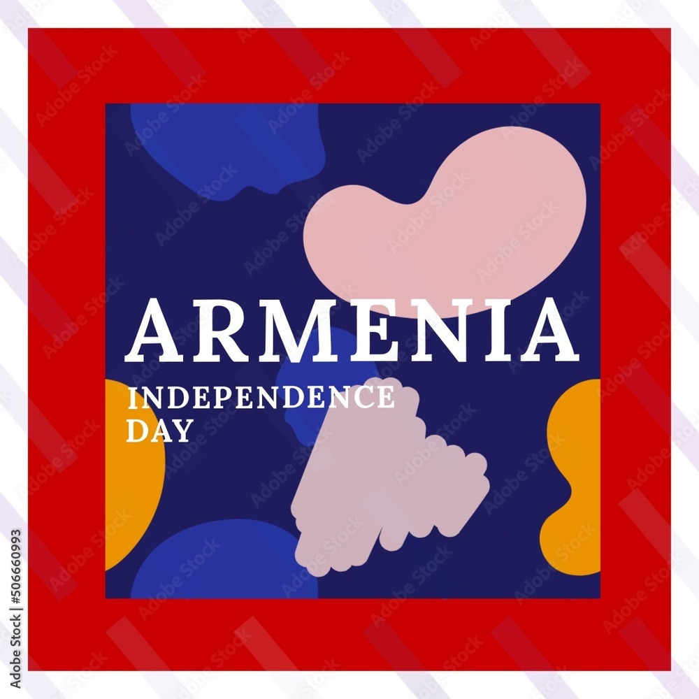 Illustration of armenia independence day text on red and blue creative background