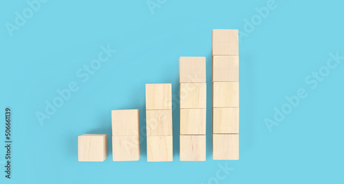 Wooden blocks chart steps with copy space