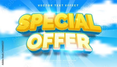 Special offer 3d editable text effect with yellow and blue color, suitable for promotion product.