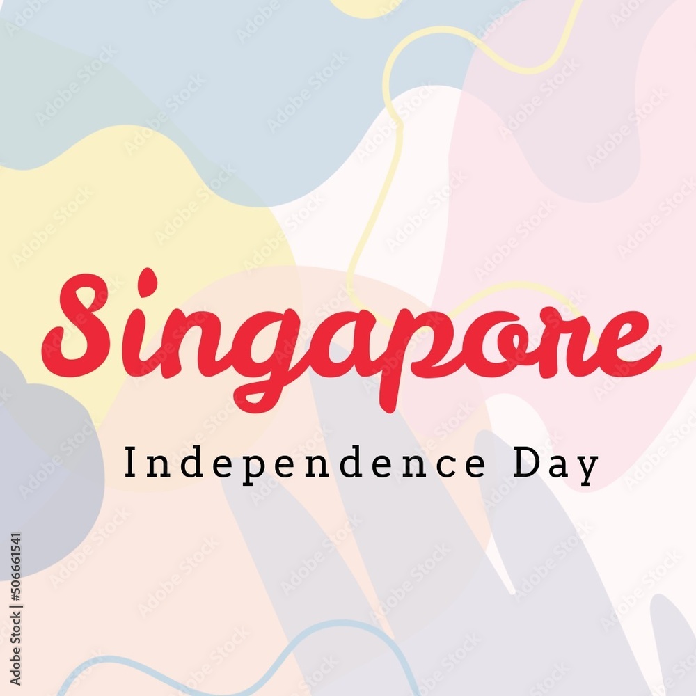 Fototapeta premium Illustrative image of singapore independence day text against colorful background, copy space