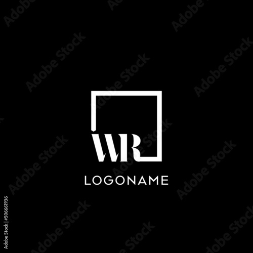Letter WR simple square logo design ideas