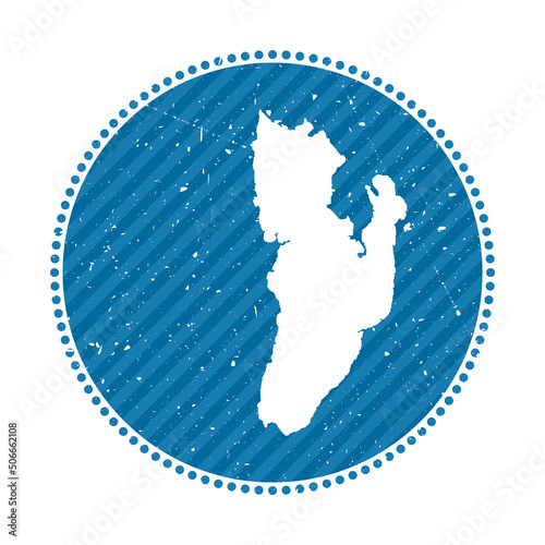 Kadan Kyun striped retro travel sticker. Badge with map of island, vector illustration. Can be used as insignia, logotype, label, sticker or badge of the Kadan Kyun.