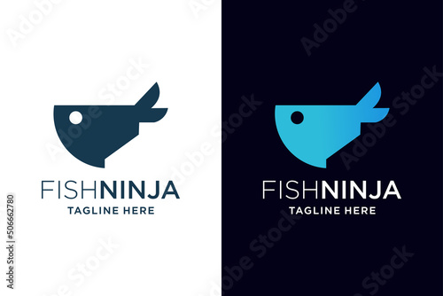 ninja symbol with fish concept design