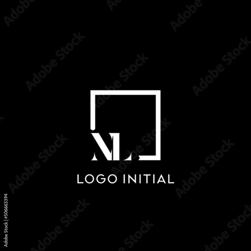 Letter NL simple square logo design ideas