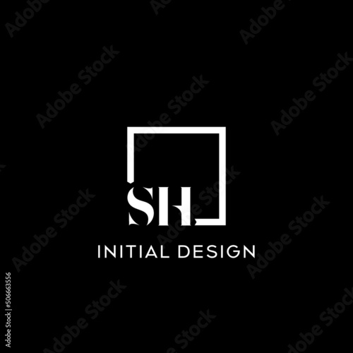 Letter SH simple square logo design ideas photo