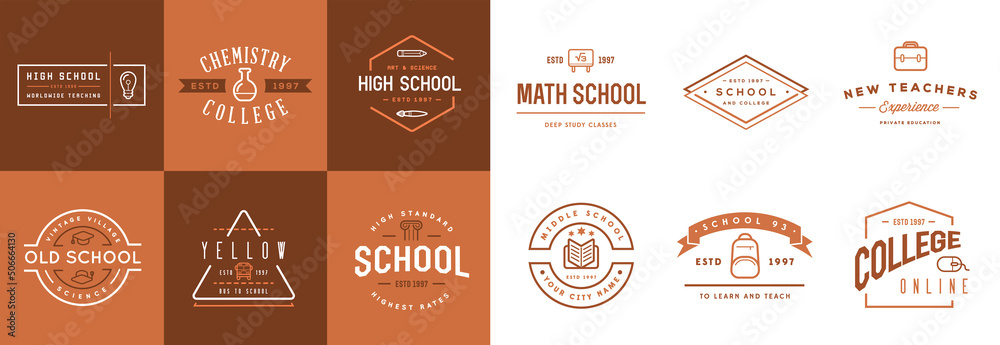 Set of Vector School or College Identity Elements can be used as Logo or Icon in premium quality