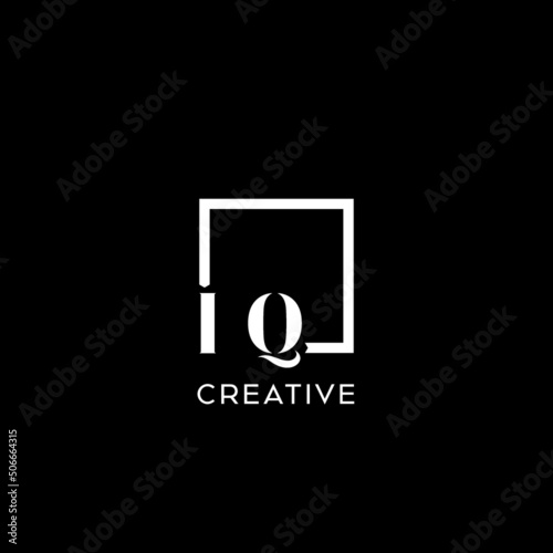 Letter IQ simple square logo design ideas
