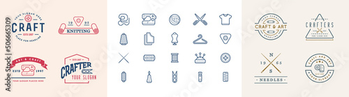 Sign Design with Icons. Handmade, DIY, Craft, Tailoring and Knitting.