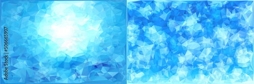 Set of Vector Triangular winter blue ice frost background. Polygonal Art. Low Poly. photo