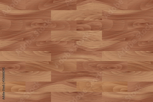 Realistic Brown Wood Grain textured horizontal background. Wooden plank pattern, board, natural light brown floor or wall texture. Vector wood print for interior design, home decor, web, wallpaper.