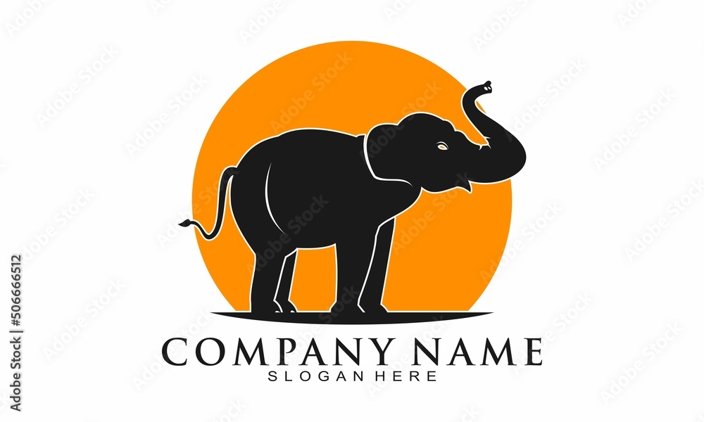 Fototapeta premium Elephant and sun vector logo