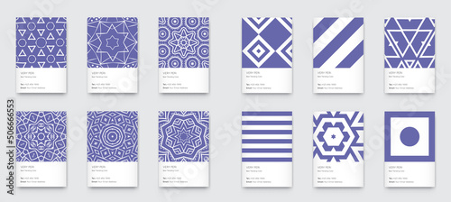 Set of Trendy Very Peri Color Minimal Graphics. Trendy Vertical Abstract Pattern Cards Set..