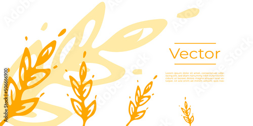 Wheat fields vector illustration. Cereals food crisis hand drawn background. Fram ranch media banner