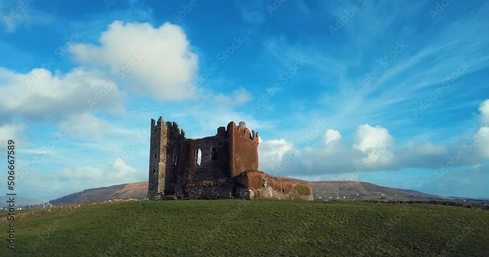 Aerial view of the Ruins of Ballycarbery Castle Aerial view of the Ruins of Ballycarbery Castle