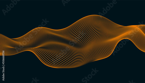 Abstract wavy stripes on black background isolated