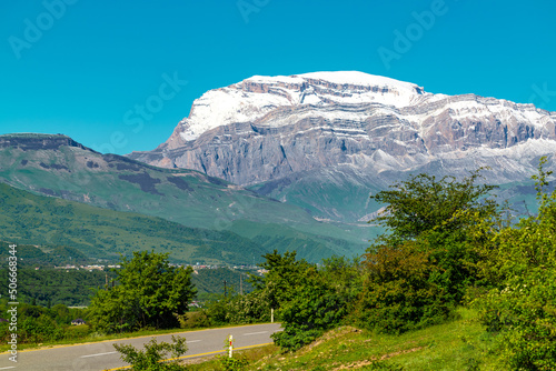 View of Shahdag mount covered with snow