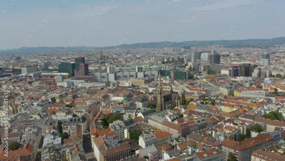 Aerial: Moving Toward and Over St. Stephen's Cathedral in Vienna, Austria. Vienna, Austria. St. Stephen's Cathedral . Catholic Cathedral - the national symbol of Austria, Aerial View Aerial: Moving Toward and Over St. Stephen's Cathedral in Vienna, Austria. Vienna, Austria. St. Stephen's Cathedral . Catholic Cathedral - the national symbol of Austria, Aerial View