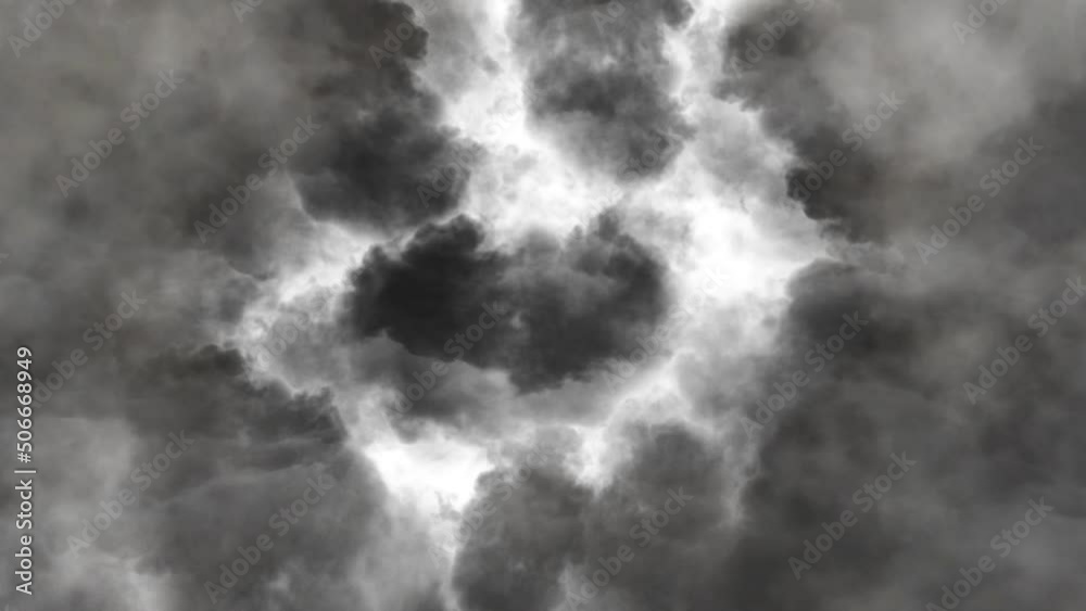4K clouds form tunnels with thunderstorms inside 4K clouds form tunnels with thunderstorms inside