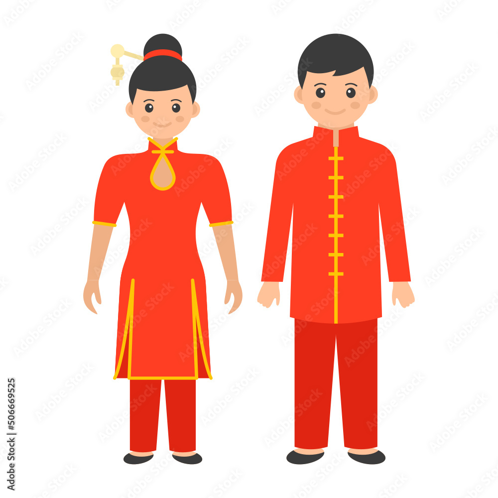 Chinese Couple Standing together Concept, Han or hanfu clothing vector color icon design, World Indigenous Peoples symbol, characters in casual clothes Sign, traditional dress stock illustration Chinese Couple Standing together Concept, Han or hanfu clothing vector color icon design, World Indigenous Peoples symbol, characters in casual clothes Sign, traditional dress stock illustration