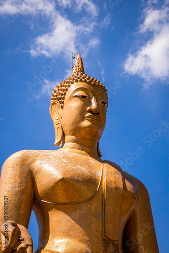 Wat Pikul Thong Phra Aram Luang or Wat Luang Por Pae temple with giant Buddha  in Sing Buri  Thailand