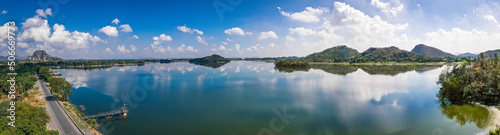 Aerial view of Sub Lek Reservoir  lake in LopBuri  Thailand