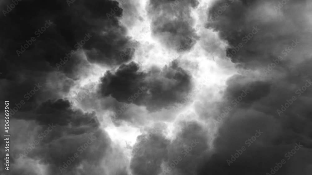 Dark clouds with lightning strikes during a thunderstorm in the dark sky Dark clouds with lightning strikes during a thunderstorm in the dark sky