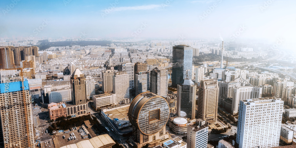 Φωτογραφία Aerial photography of city skyline in the financial district of Fangyuan Buildin