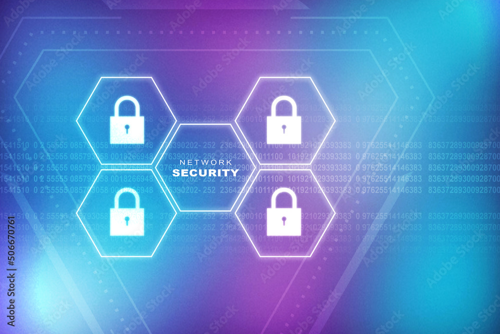 Fototapeta premium 2d illustration Safety concept: Closed Padlock on digital background 