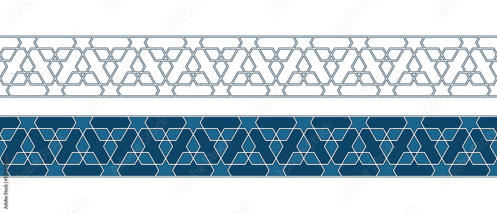 Set of borders of Islamic pattern for Ramadan greetings cards and templates. Vector illustration. Set of borders of Islamic pattern for Ramadan greetings cards and templates. Vector illustration.