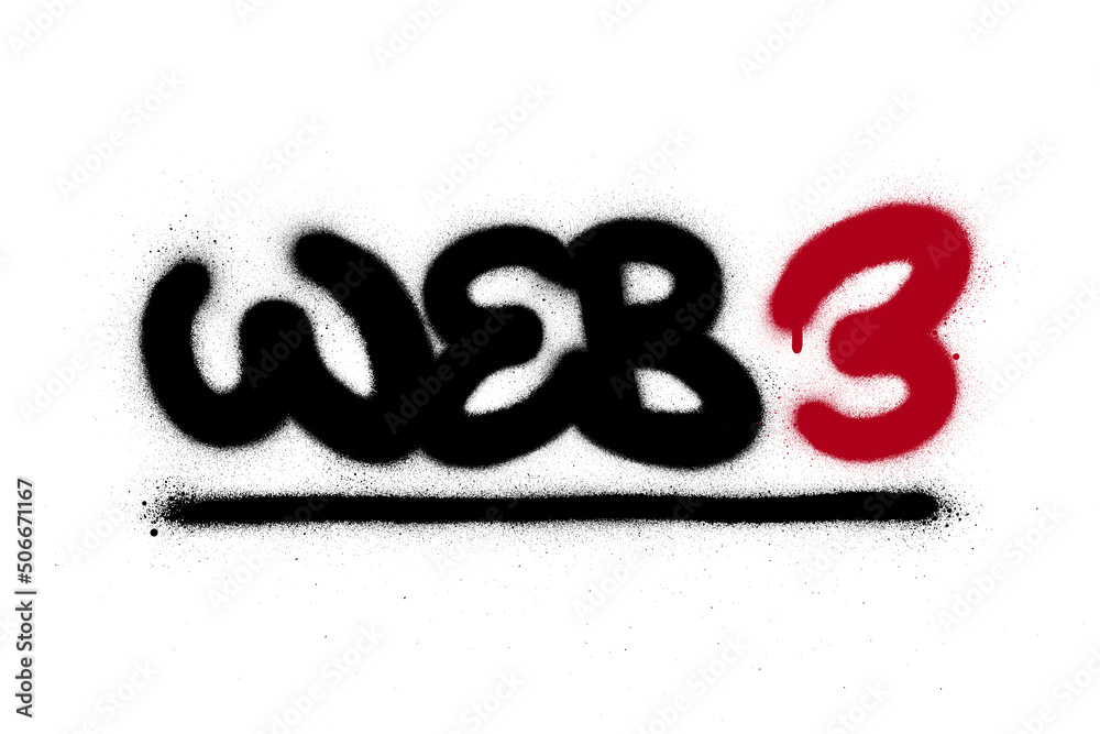 Fototapeta premium graffiti web 3 icon in black and red sprayed over white