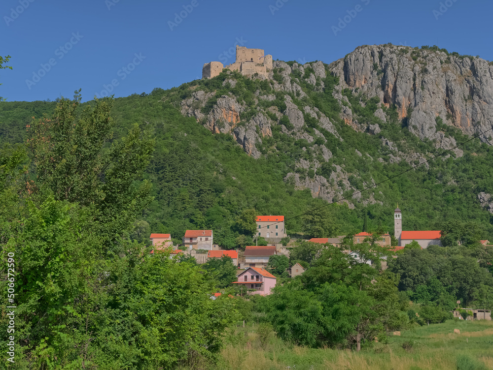 Prozor Fortress just above the town of Vrlika in Croatia