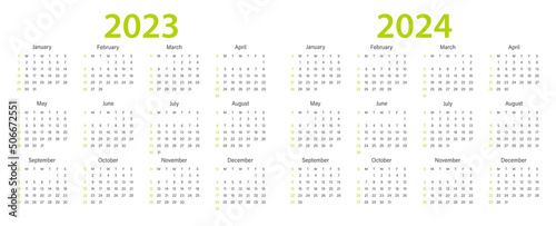Calendar 2023  calendar 2024 week start Sunday corporate design planner template.