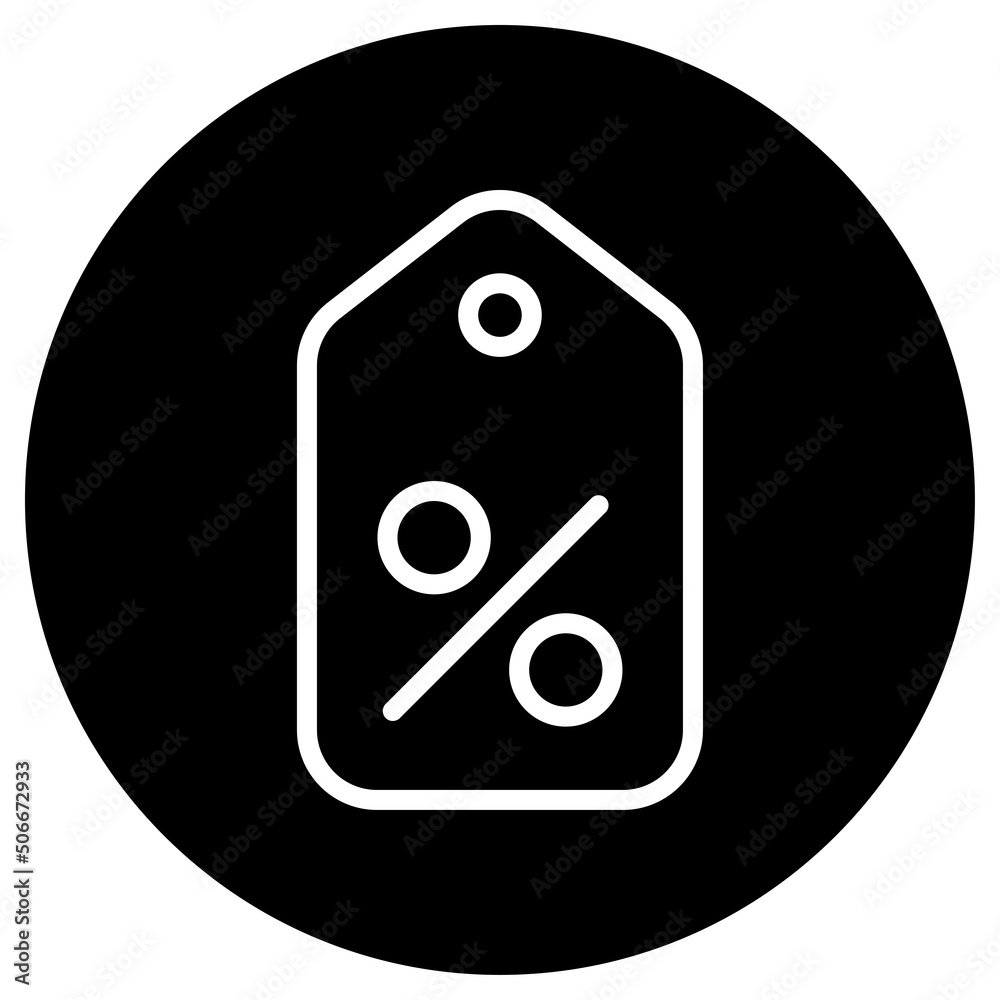 Discount simple icon vector. Flat design. White icon on black circle. White background.ai Discount simple icon vector. Flat design. White icon on black circle. White background.ai