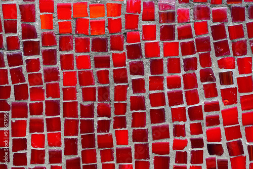 Mosaic marble tile handmade red color texture wallpaper photo