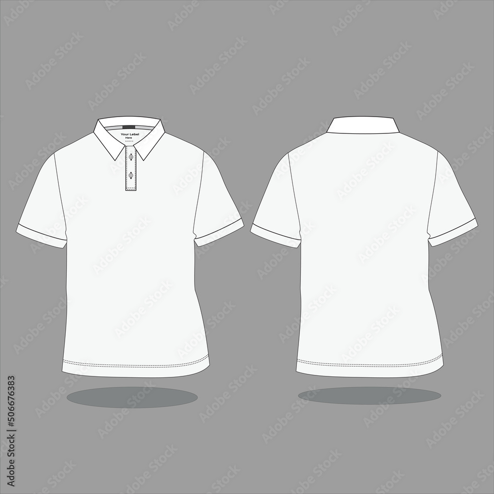Polo Shirt flat sketch template. Men’s Polo Shirt Technical Fashion ...