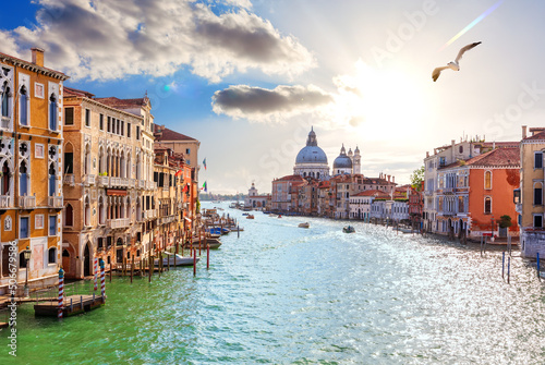 Lagoon in the Grand Canal of Venice near Santa Maria della Salute, Italy © AlexAnton